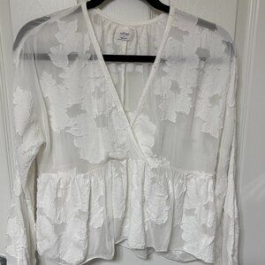 Aritzia Wilfred Floral Cropped Blouse